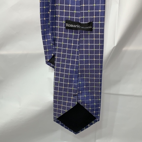 Romario Mancini Blue, white and yellow Tie 58.5” L 4” W - Picture 4 of 5